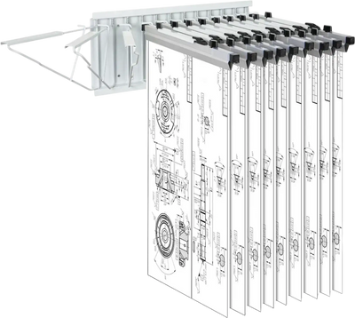 Vevor Blueprint Storage Rack Wall Mount 12-Pivot Bracket Document Holder New