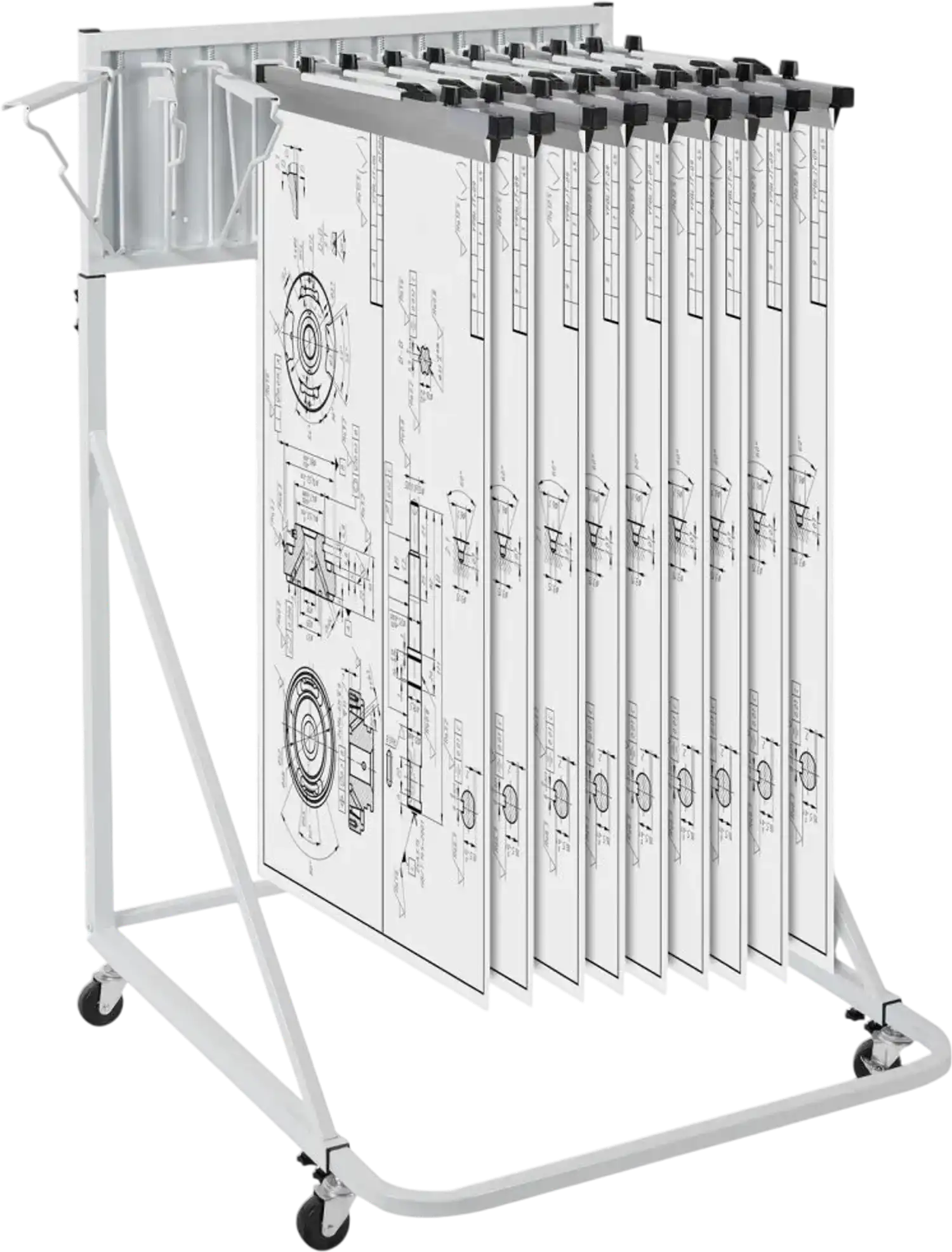 Vevor Blueprint Storage Rack Mobile Plan Holder with 12 Pivot Brackets 240 lbs New