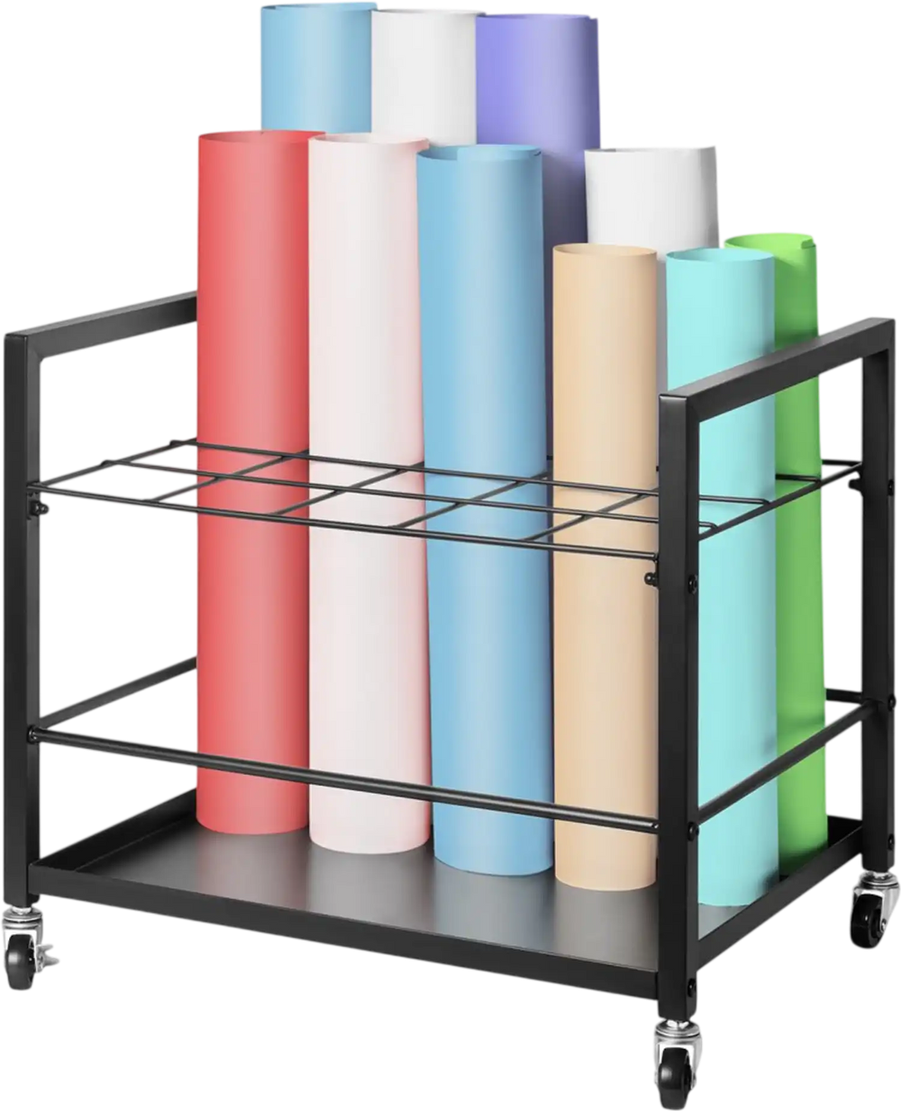 VEVOR Blueprint Storage Rack, 20 Slots Blueprint Holder with Wheels, Mobile Metal Blueprint Storage Cart for Map Poster Architectural Construction Plan, Roll File Organizer for Home, Office, School