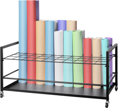 VEVOR Blueprint Storage Rack, 50 Slots Blueprint Holder with Wheels, Mobile Metal Blueprint Storage Cart for Construction Plan Map Poster Architectural, Roll File Holder for Home, Office, School