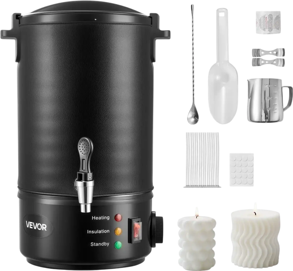 VEVOR Wax Melter for Candle Making, 8.5 Qts, Fast and Even Heating, with Easy Pour Spout and Temperature Control, Grooved Base for Non-Stick and Smooth Flow, Wax Melting Pot for Making Candles Soaps