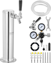 VEVOR Kegerator Tower Kit, Single Tap Beer Conversion Kit, Stainless Steel Keg Beer Tower Dispenser with Dual Gauge CGA320 Regulator & D-System Keg Coupler, Self-Closing Spring for Party Bar Home