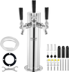 VEVOR Triple Taps Draft Beer Tower Dispenser, Stainless Steel Keg Beer Tower, Kegerator Tower Kit with Pre-Assembled Tubing and Self-Closing Faucet Shanks for Party, Bar, Pub, Restaurant