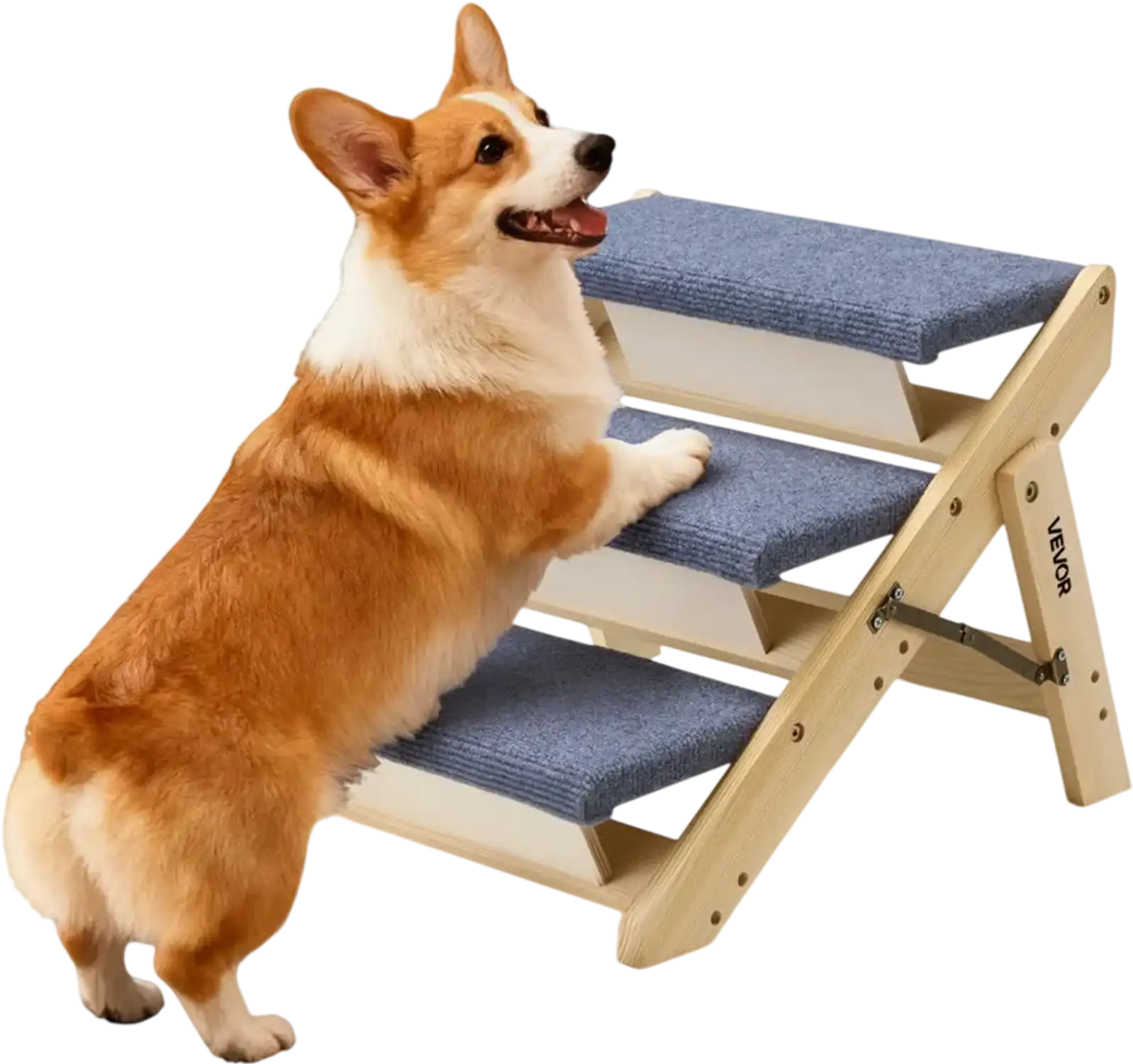 Vevor Dog Stairs 3-Step Foldable Wood Pet Stairs for Beds Sofa & Cars New
