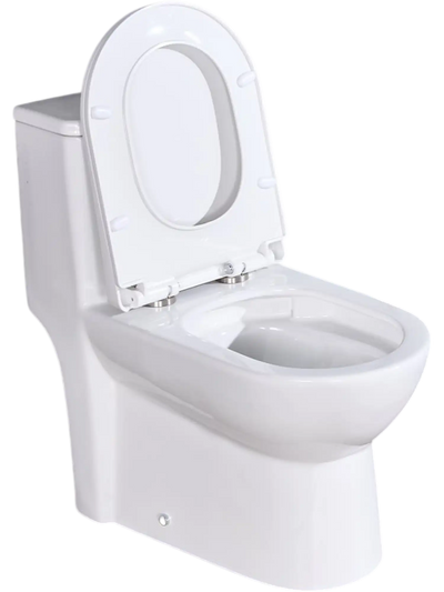 VEVOR One-Piece Toilet, Elongated Toilet Vortex Dual-Flush 1.1/1.6 GPF, Toilets for Bathroom with Comfortable Chair Seat, Standard Height, Easy-Clean Skirted Design, 12 inch Rough-In, White + Silver