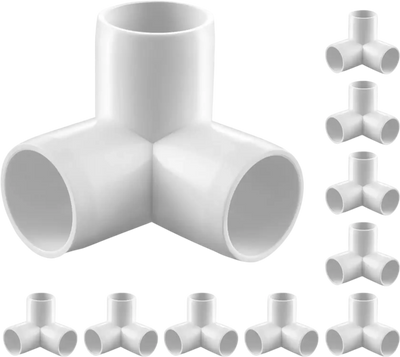 VEVOR 3-Way PVC Fittings, 1-inch PVC Pipe Joints Elbow Connector, 10-Pack Furniture Grade PVC Tee Fittings for DIY Storage Rack, Animal Cage, Pool or Garden Support Frame, Impact & Weather-Resistant