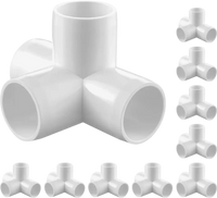 VEVOR 4-Way PVC Fittings, 1-inch PVC Pipe Joints Elbow Connector, 10-Pack Furniture Grade Pipe Corner Connectors for DIY Storage Rack, Animal Cage, Garden Support Frame, Impact & Weather-Resistant