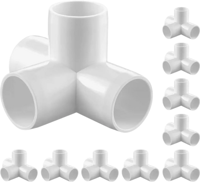 VEVOR 4-Way PVC Fittings, 1-inch PVC Pipe Joints Elbow Connector, 10-Pack Furniture Grade Pipe Corner Connectors for DIY Storage Rack, Animal Cage, Garden Support Frame, Impact & Weather-Resistant