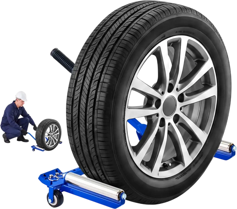 VEVOR Foldable Tire Wheel Dolly, Width Adjustable Truck Car Tire Dolly, 240LBS Heavy Duty Steel Support, Fits 15–40 in Tires, 360° Rotating Rollers, Smooth Rolling Tire Lifter for Workshop & Garages