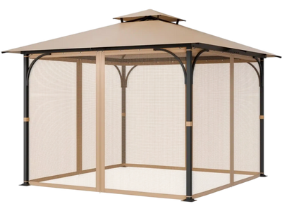 VEVOR Gazebo Netting Replacement, Fit Most 10 x 10 x 7 FT Gazebo Curtain, Outdoor Garden Net, 4-Panel Sidewall Mesh Net, Patio Midge Netting with Double Zipper, Canopy Screen (Netting Only)
