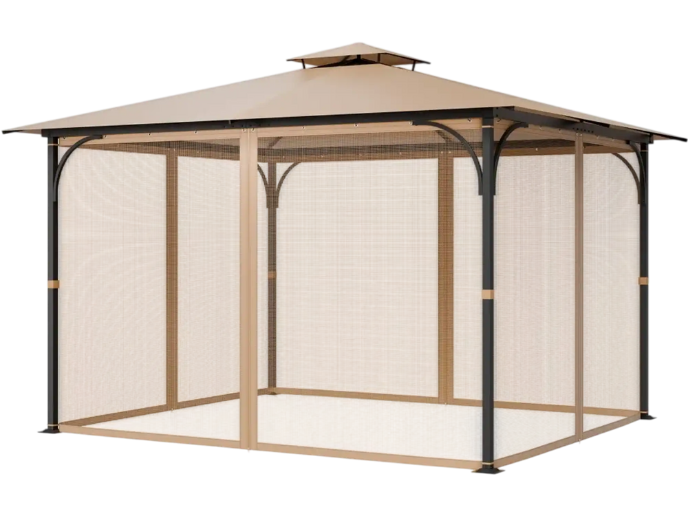 VEVOR Gazebo Netting Replacement, Fit Most 10 x 12 x 7.3 FT Gazebo, Outdoor Garden Gazebo Net, 4-Panel Sidewall Mesh Gazebo Curtain, Patio Midge Netting with Double Zipper, Canopy Screen (Netting Only)