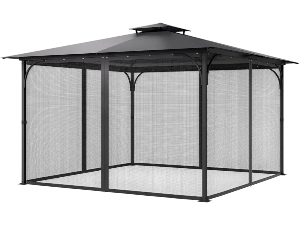 VEVOR Gazebo Netting Replacement, Fit Most 12 x 12 x 7.5 FT Gazebo Curtain, Outdoor Garden Net, 4-Panel Sidewall Mesh Net, Patio Midge Netting with Double Zipper, Canopy Screen (Netting Only)