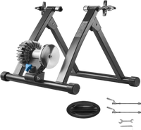 VEVOR Bike Trainer, 26-29 Inch & 700C Wheels, Foldable Fluid Bicycle Stationary Trainer Stand for Indoor Exercise Riding with Quick Release Skewer & Front Wheel Riser Block, Fits Road Bikes, Black