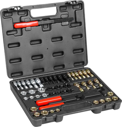 VEVOR 49-Piece Thread Chaser Set, UNC UNF and Metric Thread Restorer Tool, Rethreading Tool Kit with 22 Taps 24 Dies 3 Thread Files Storage Case, Heat Treated Steel, for Mechanics DIY Enthusiasts
