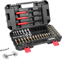 VEVOR 61-Piece Thread Chaser Set, UNC UNF and Metric Thread Restorer Tool, Rethreading Tool Kit with 28 Taps 28 Dies 3 Thread Files Storage Case, Heat Treated Steel, for Mechanics DIY Enthusiasts