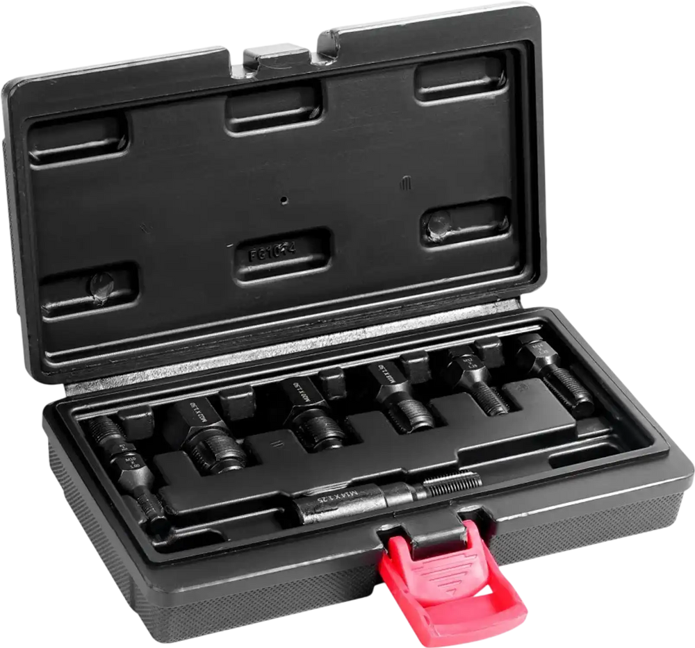 VEVOR 7-Piece Thread Chaser Set, Metric Thread Restorer Tool M10 M12 M14 M18 M20 M22, Rethreading Tool Kit with Storage Case, Heat Treated Carbon Steel, for Automotive Thread Repair Applications