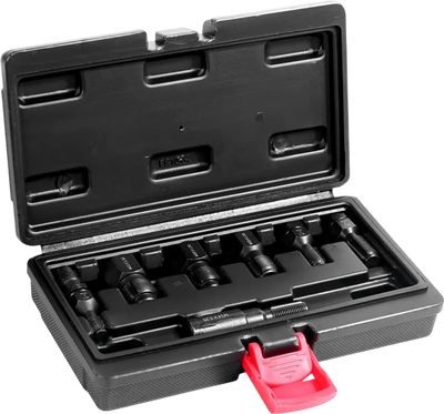 VEVOR 7-Piece Thread Chaser Set, Metric Thread Restorer Tool M10 M12 M14 M18 M20 M22, Rethreading Tool Kit with Storage Case, Heat Treated Carbon Steel, for Automotive Thread Repair Applications