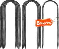 VEVOR Rebar Stakes, 12-Inch, Heavy-Duty 0.32 in Diameter U Shape, Galvanized Steel Ground Anchors with Chisel Point End & Rust-Resistant Coating, for Gardening Support, Fence, Camping Tents (8-Pack)