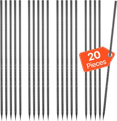 VEVOR Rebar Stakes, 24-Inch, Heavy-Duty 0.47 in Diameter, Straight Galvanized Steel Ground Anchors with Chisel Point End & Rust-Resistant Coating, for Gardening Support, Fence, Camping Tents (20-Pack)