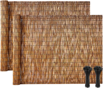 VEVOR Natural Reed Fencing, 4 ft x 16.4 ft, 2 Pack Decorative Natural Reed Fencing Roll, Decorative Fence for Divider, Privacy Screen Panel Curtain for Balcony Patio Garden Backyard Outdoor, Brown