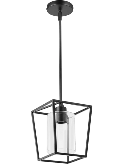 VEVOR 1-Light Black Pendant Light, 1 Pack, Farmhouse Iron Cage Metal Pendant Lighting with Clear Glass Shade, Adjustable Height Hanging Ceiling Lighting for Bedroom, Hallway, Entryway, Kitchen
