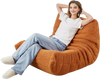 VEVOR Bean Bag Chair, L-Shaped Bean Bag Chair with Soft Armrests and Storage Pocket, 25D Memory Foam Filled with Soft Teddy Velvet Cover, Bean Bag for Bedroom or Playroom, Brown