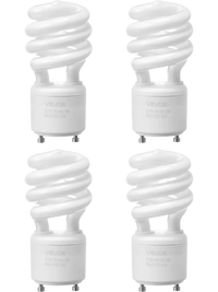 VEVOR 4-Pack CFL Light Bulbs, 13W Compact Fluorescent Spiral Bulbs with 2700K Warm Light, 900lm Luminous Flux, Twist and Lock GU24 Base, Ideal for Bedrooms, Study Rooms, Living Rooms, Commercial Use