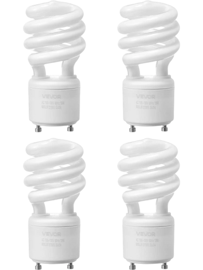 VEVOR 4-Pack CFL Light Bulbs, 13W Compact Fluorescent Spiral Bulbs with 2700K Warm Light, 900lm Luminous Flux, Twist and Lock GU24 Base, Ideal for Bedrooms, Study Rooms, Living Rooms, Commercial Use