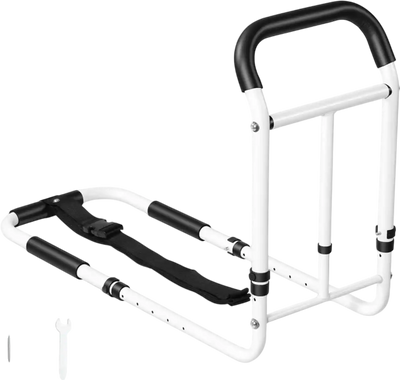 VEVOR Bed Rail for Elderly Adults 200LBS Loading Bed Side Assist Rail, High-Strength Steel Bedside Cane for Seniors, with Adjustable Height & Base Length, Non-Slip Handle, Fit King Queen Full Twin Bed