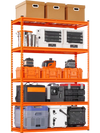 VEVOR Storage Shelves, 2500 lbs, 5 Tier Heavy Duty Garage Shelving, 18" D x 48" W x 72" H Adjustable Metal Shelves for Industrial Shelving Unit Utility Shelf, for Kitchen, Warehouse, Basement, Orange