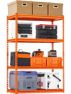 VEVOR Storage Shelves, 2400 lbs, 4 Tier Heavy Duty Garage Shelving, 20" D x 40" W x 60" H Adjustable Metal Shelves for Industrial Shelving Unit Utility Shelf, for Kitchen, Warehouse, Basement, Orange