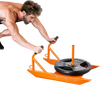 VEVOR Weight Training Pull Sled, Fitness Strength Speed Training Sled with Handle, Steel Power Sled Workout Equipment for Athletic Exercise & Speed Improvement, Suitable for 1"&2" Weight Plate, Orange