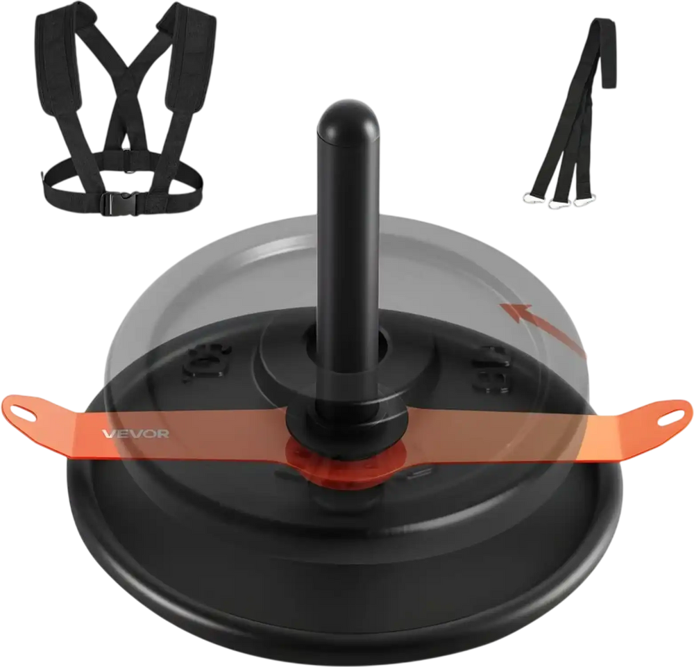 VEVOR Weight Sled, Steel Power Sled, Fitness Strength Training Sleds for Athletic Exercise Speed Improvement, Workout Fitness Equipment with Harness, Compatible with 2 in Weight Plate, Orange & Black