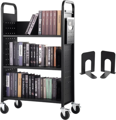 Vevor Book Cart 330 lbs Rolling Library Cart Black New