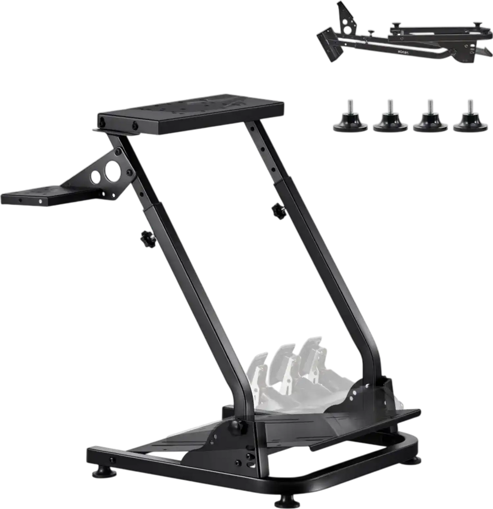 VEVOR Racing Wheel Stand, Adjustable & Foldable Simulator Stand for Logitech G29 G27 G920 G923, Thrustmaster T300RS T300GT T248 TS-PC TSXW Gaming Cockpit,Pedals Simulator NOT Included