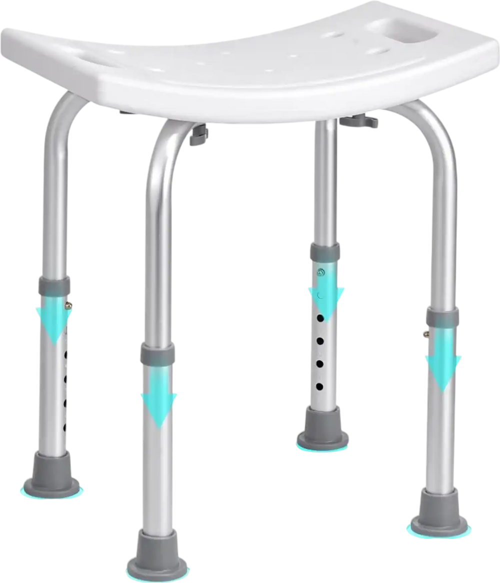 VEVOR Shower Chair, Adjustable Height Shower Stool with Built-in Handles, Shower Seat for Inside Shower or Tub, Non-Slip Bench Bathtub Stool Seat for Elderly Disabled Handicap, 158.8 kg Capacity