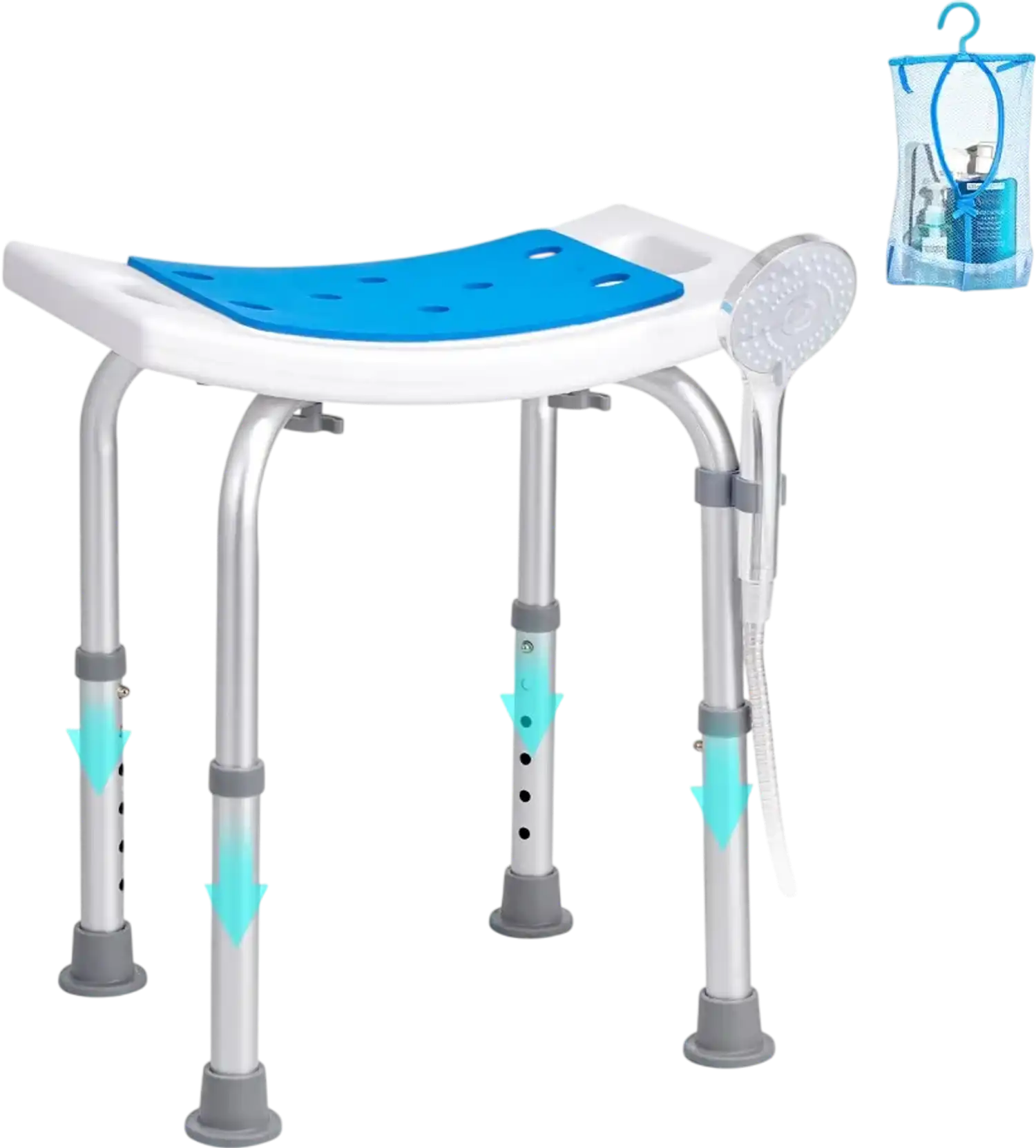 Vevor Shower Chair Adjustable Height Padded Bath Stool Seat 350 lbs New