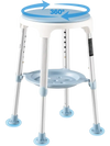 VEVOR Swivel Shower Chair 360 Degree, Height Adjustable Bath Seat for Inside Showers or Tubs, Non-Slip Rotating Bathtub Stool with Storage Tray for Elderly Disabled Injured, 350LBS Capacity