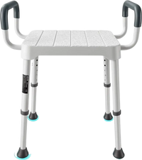 VEVOR Shower Chair with Armrest, 6-Level Height Adjustable Bath Seat for Inside Shower or Tubs, Non-Slip Bathroom Bathtub Chair for Elderly Disabled Injured, 400LBS Capacity