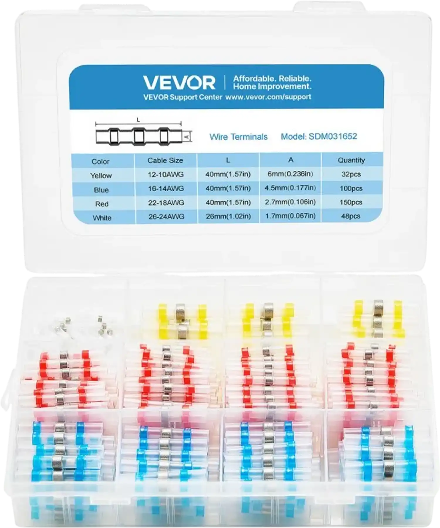 Vevor Butt Connectors Heat Shrink Solder Seal Wire Connector Kit 330 Pieces New