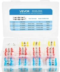 VEVOR Heat Shrink Butt Connectors, 330PCS, Waterproof Solder Seal Wire Connectors Kit, Electrical Terminals Insulated Solderless Wiring, 4 Colors 4 Sizes 26-10 AWG, for Industrial Marine Automotive