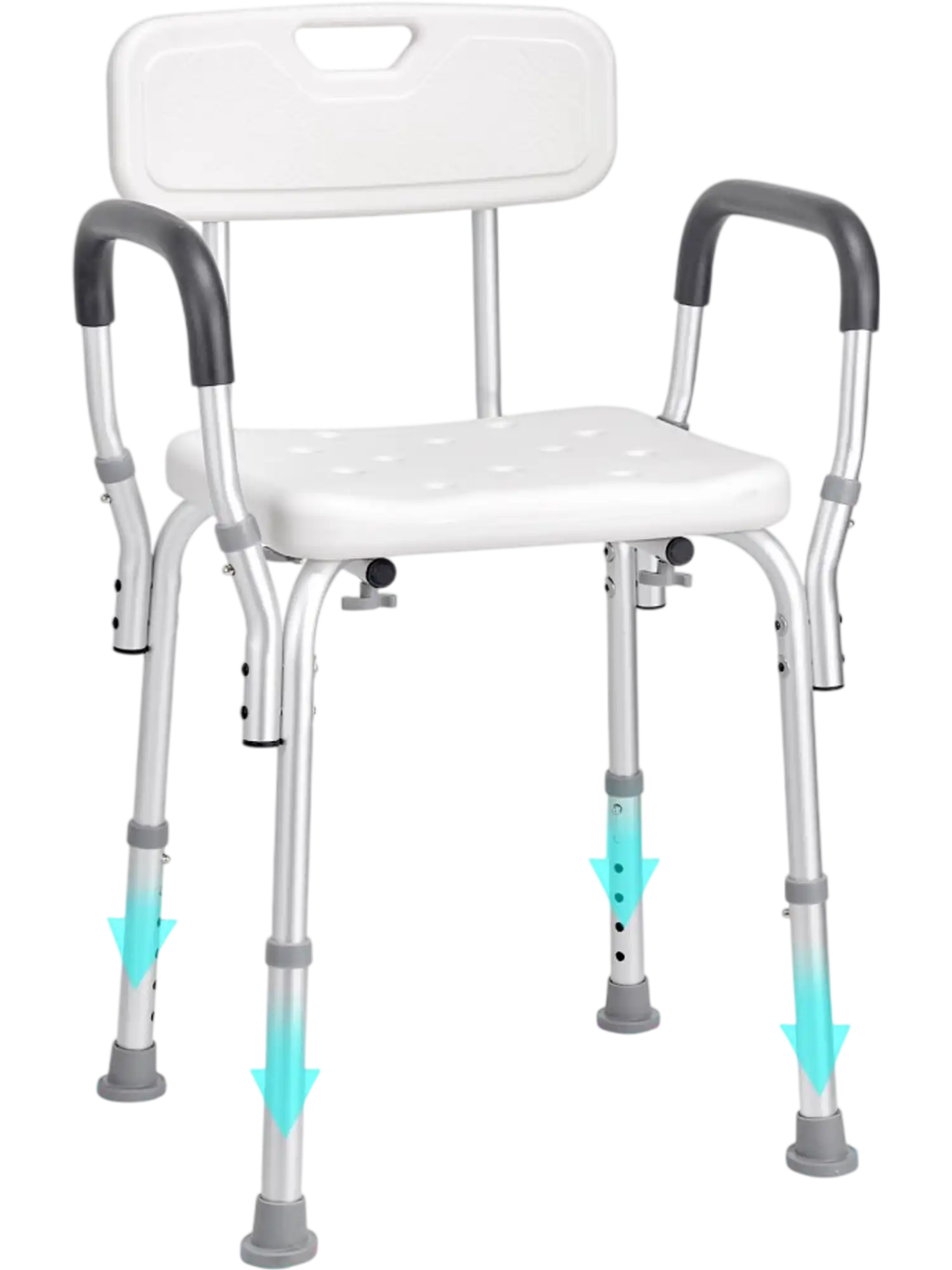 Vevor Shower Chair Adjustable Height Bath Seat with Back Arms 350 lbs New