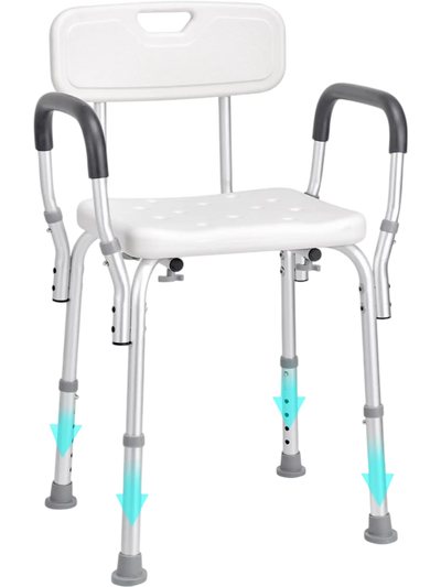 VEVOR Shower Chair, Shower Seat with Back, Adjustable Height Shower Stool, Shower Chair for Inside Shower Bathtub, Non-slip Bathroom Bench Bath Chair for Elderly Disabled Handicap, 350 LBS Capacity
