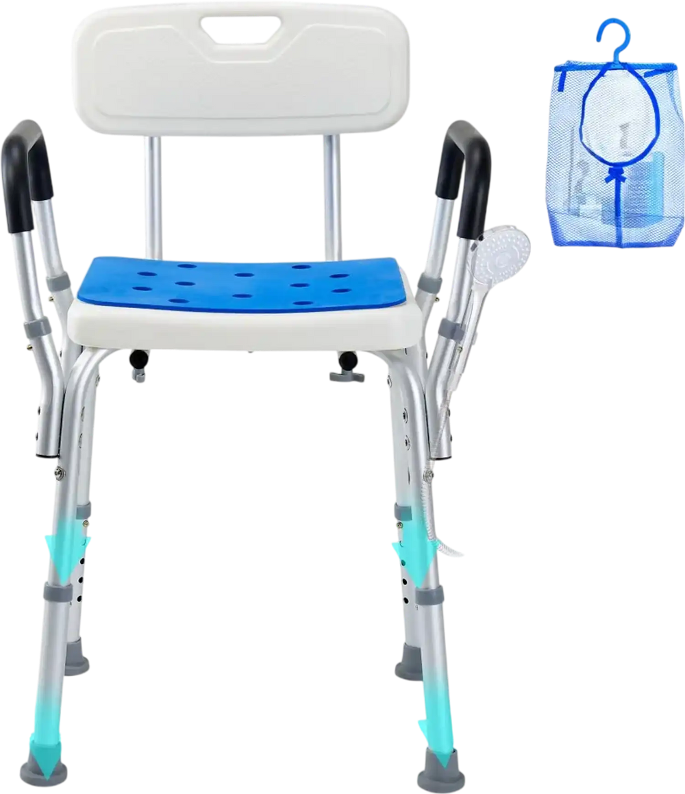 Shower Chair, 400 lbs Capacity, Shower Seat with Back, Adjustable Height Shower Stool, Shower Chair for Inside Shower Bathtub, Non-slip Bathroom Bench Bath Chair for Elderly Disabled Handicap