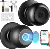 VEVOR Smart Door Knob, Biometric Door Lock Bluetooth Smart Lock, Fingerprint Smart Lock with APP Control, Easy Installation Door Lock, for Home Bedrooms, Cloakroom, Hotels, Apartments Offices, Black