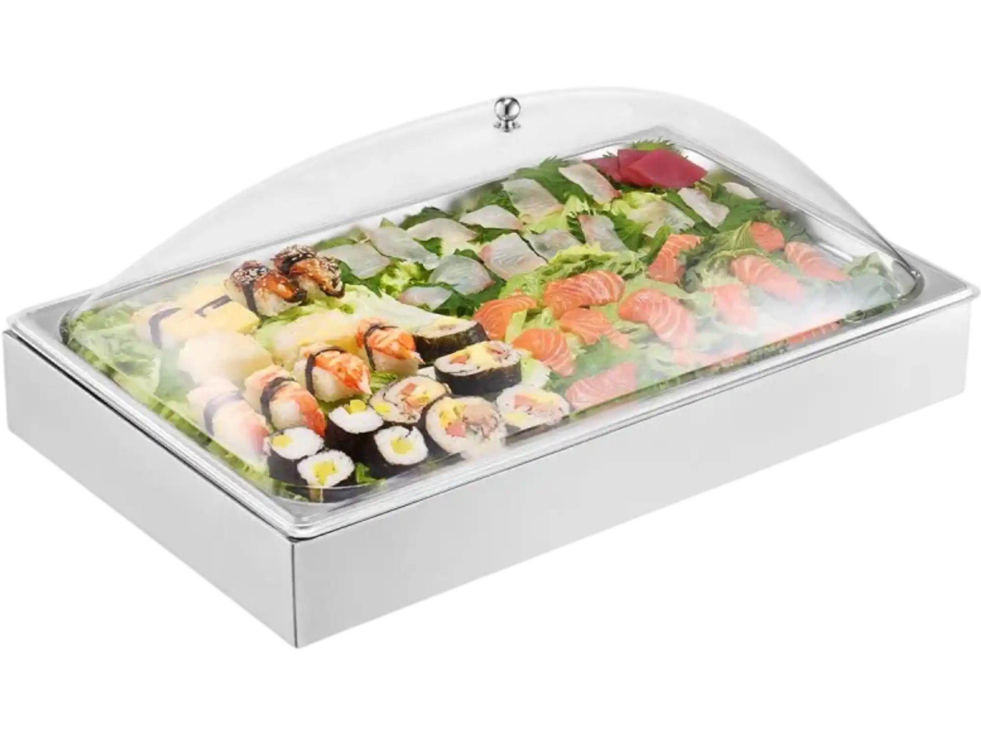 Vevor Food Serving Display Container Countertop Stainless Steel 1 x 1 Pan with Clear Lid New