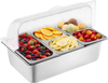VEVOR Countertop Food Serving Display Container, 5 Pan Stainless Steel Food Serving Tray, Buffet Condiment Dispenser Display Rack with Clear Lid & 3 Freezer Boxes, for Restaurant Hotel Kitchen Party
