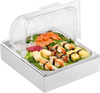 VEVOR Countertop Food Serving Display Container, 1 x 1/2 Pan Stainless Steel Food Serving Tray, Buffet Condiment Dispenser Display Rack with Clear Lid & Ice Tray, for Restaurant Hotel Kitchen Party