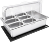 VEVOR Countertop Food Serving Display Container, Stainless Steel Food Salad Server Tray, Buffet Condiment Dispenser, Ice Cooled Rack with Clear Roll Top Cover, for Restaurant Hotel (1x1/3+6x1/9 Pan)