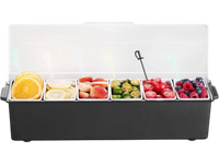VEVOR Chilled Condiment Server, 6 Compartment Ice Cooled Condiment Serving Container, Chilled Garnish Tray Bar Caddy with Lid, for Bartending & Serving Taco, Salad, Fruit, Home & Restaurant Supplies